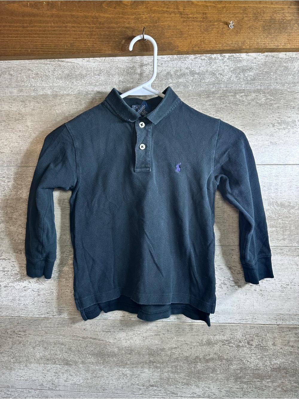 Polo Ralph Lauren Boys Navy Long Sleeve Polo Shirt - Size 5